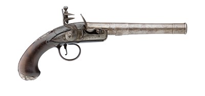 Lot 380 - A 20 BORE FLINTLOCK TURN-OFF PISTOL BY T. DAVIS