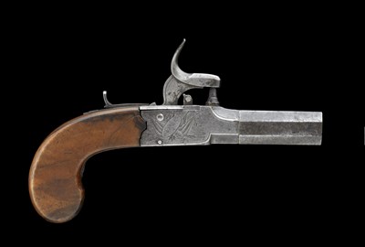 Lot 387 - A 28 BORE PERCUSSION POCKET PISTOL BY MEREDITH & MOXHAM