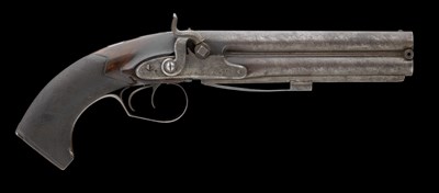 Lot 391 - A 14 BORE PERCUSSION OVER-AND-UNDER HOWDAH PISTOL BY STAUDENMAYER
