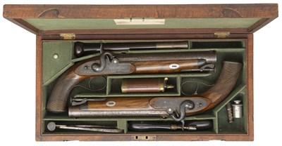 Lot 400 - A FINE PAIR OF 11 BORE PERCUSSION OFFICER'S PISTOLS BY JOSEPH KEMP