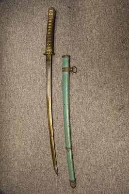 Lot 46 - A JAPANESE W.W.II OFFICER'S SWORD (KATANA)