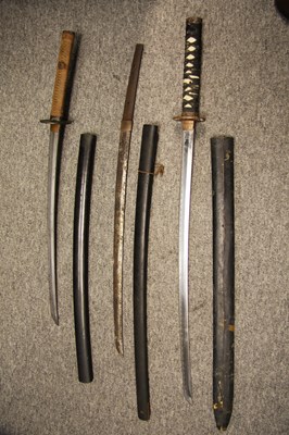 Lot 49 - THREE JAPANESE SWORDS (KATANA)