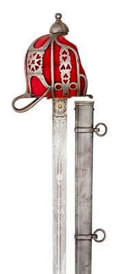 Lot 126 - A BASKET-HILTED BROADSWORD FOR AN OFFICER OF THE ROYAL SCOTS FUSILIERS
