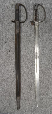Lot 144 - TWO 1879 PATTERN ARTILLERY SAW-BACKED BAYONETS