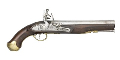 Lot 210 - A .750 CALIBRE MILITARY FLINTLOCK HOLSTER PISTOL OF DRAGOON TYPE