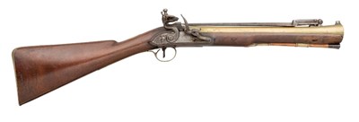 Lot 220 - A FLINTLOCK BLUNDERBUSS BY HARVEY WALKLATE MORTIMER