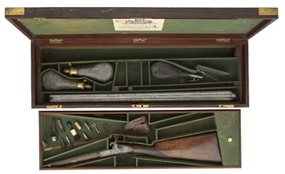 Lot 236 - A CASED 14 BORE D.B. PERCUSSION SPORTING GUN BY JOHN MANTON & SON