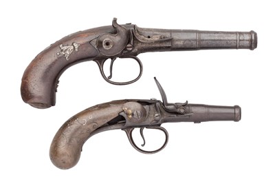 Lot 290 - A 50 BORE FLINTLOCK TURN-OFF PISTOL BY JAMES (1) BARBAR