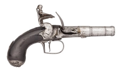 Lot 291 - A 45 BORE FLINTLOCK TURN-OFF PISTOL BY COLLUMBELL