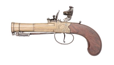 Lot 296 - A BRASS BARRELLED FLINTLOCK BOX-LOCK BLUNDERBUSS PISTOL BY W. PARKER