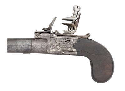 Lot 298 - AN 80 BORE FLINTLOCK BOX-LOCK MUFF PISTOL BY HARVEY WALKLATE MORTIMER