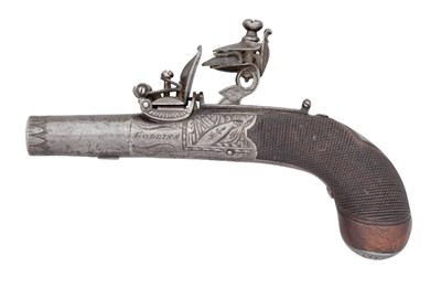 Lot 299 - A 140 BORE FLINTLOCK MUFF PISTOL SIGNED COLLINS
