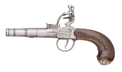 Lot 304 - A 54 BORE FLINTLOCK BOX-LOCK PISTOL BY LOTT