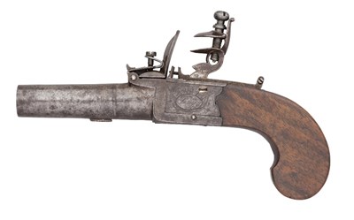 Lot 305 - A 40 BORE FLINTLOCK BOX-LOCK POCKET PISTOL BY TWIGG