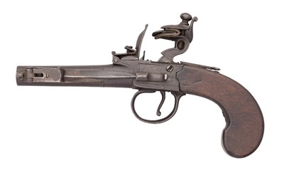 Lot 307 - A 50 BORE FLINTLOCK BOX-LOCK POCKET PISTOL BY WHEELER