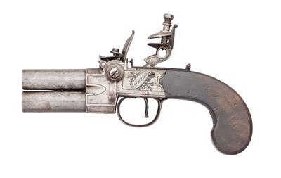 Lot 308 - A 54 BORE OVER-AND-UNDER FLINTLOCK PISTOL BY TWIGG