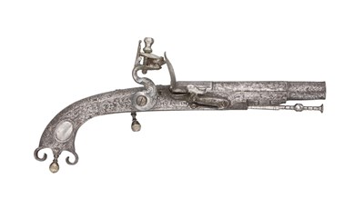 Lot 309 - A 32 BORE SCOTTISH FLINTLOCK BELT PISTOL FORMED ENTIRELY OF STEEL BY I. MURDOCH