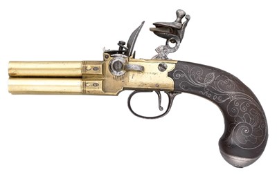 Lot 311 - A RARE 54 BORE FOUR-BARRELLED FLINTLOCK TAP-ACTION PISTOL BY KNUBLEY