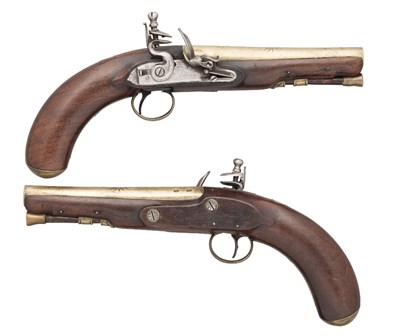 Lot 315 - A PAIR OF 25 BORE FLINTLOCK PISTOLS BY WILLIAM (1) BOND