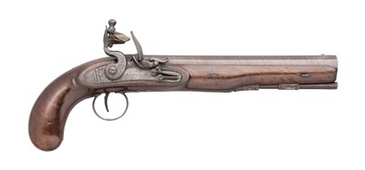 Lot 318 - A 15 BORE IRISH FLINTLOCK DUELLING PISTOL BY BOWLS