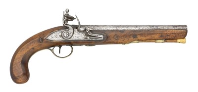 Lot 319 - AN 18 BORE FLINTLOCK OFFICER'S PISTOL BY RYAN AND WATSON