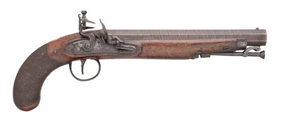 Lot 320 - AN 11 BORE FLINTLOCK OFFICER'S PISTOL BY JOSEPH SIMMONS