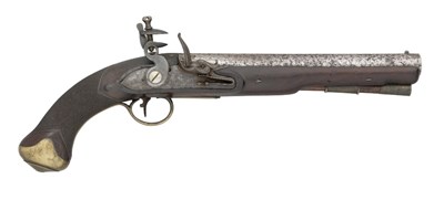Lot 323 - A 15 BORE FLINTLOCK HOLSTER PISTOL BY COWMEADOW