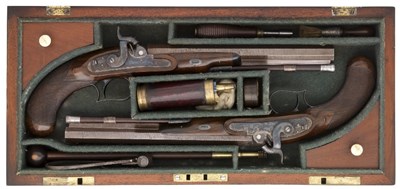 Lot 324 - A CASED PAIR OF 25 BORE PERCUSSION OFFICER'S PISTOLS BY REYNOLDS
