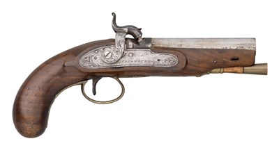 Lot 336 - A 40 BORE PERCUSSION TRAVELLING PISTOL BY CLARBROUGH