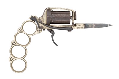 Lot 344 - A RARE BELGIAN 5MM (PINFIRE) DOLNE-BAR PATENT 'APACHE' SIX-SHOT SELF-COCKING KNUCKLE-DUSTER REVOLVER