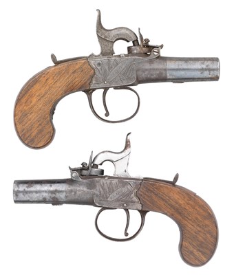 Lot 352 - A PAIR OF 40 BORE PERCUSSION BOX-LOCK POCKET PISTOLS BY CLARE