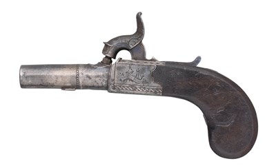 Lot 355 - A 60 BORE PERCUSSION POCKET PISTOL BY JOSEPH MANTON