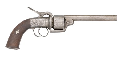 Lot 361 - A 60 BORE TRANSITIONAL SIX-SHOT SINGLE-ACTION PERCUSSION REVOLVER