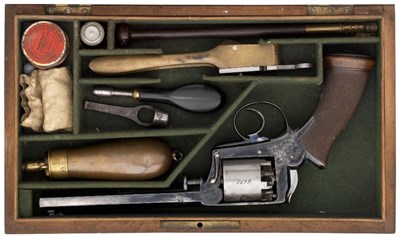 Lot 372 - A CASED 54 BORE DEANE-ADAMS 1851 MODEL FIVE-SHOT SELF-COCKING PERCUSSION REVOLVER RETAILED BY AUGUST