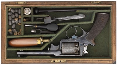 Lot 373 - A CASED 54 BORE BEAUMONT-ADAMS FIVE-SHOT DOUBLE ACTION PERCUSSION REVOLVER BY DEANE & SON