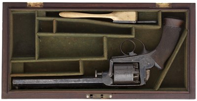 Lot 374 - A CASED 38 BORE DEANE-ADAMS 1851 MODEL FIVE-SHOT SELF-COCKING PERCUSSION 'DRAGOON' REVOLVER RETAILED