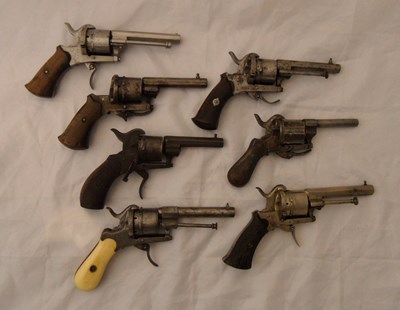 Lot 392 - ËœSEVEN PIN-FIRE DOUBLE-ACTION REVOLVERS