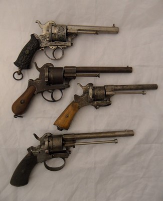 Lot 393 - FOUR DOUBLE-ACTION PIN-FIRE REVOLVERS