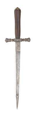 Lot 436 - A SILVER-ENCRUSTED DAGGER OF SO-CALLED BUCKINGHAM TYPE DATED 1630, ENGLISH OR DUTCH