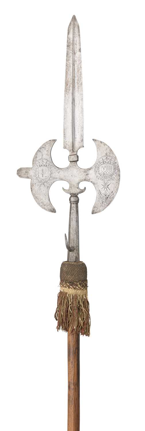 Lot 493 - A FRENCH HALBERD FOR THE FRENCH ROYAL SWISS GUARD