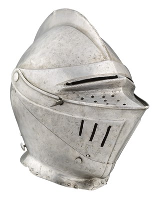 Lot 526 - A SOUTH GERMAN CLOSE HELMET FOR HEAVY FIELD USE