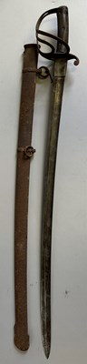 Lot 389 - AN 1853 PATTERN CAVALRY TROOPER’S SWORD, A FRENCH MODEL 1866 CHASSEPOT BAYONET, A FRENCH MODEL 1875 GRAS BAYONET, A TURKISH MODEL 1890 MAUSER BAYONET, A SOCKET BAYONET