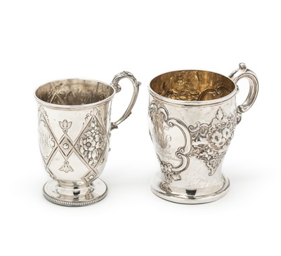 Lot 217 - TWO VICTORIAN SILVER CHRISTENING MUGS, BOTH LONDON