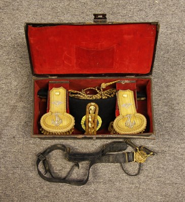 Lot 627 - THE CASED COLUMBIAN NAVY COCKED HAT, EPAULETTES AND AIGUILLETTE OF F. J. H. LLOYD R.N.