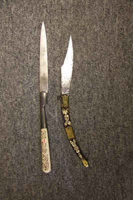 Lot 636 - TWO MEDITERRANEAN FOLDING KNIVES, 19TH CENTURY