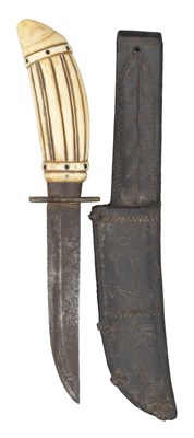 Lot 637 - A SWEDISH KNIFE WITH WHALETOOTH HILT