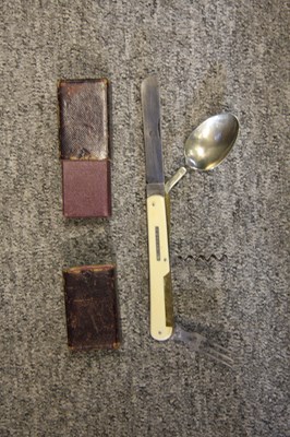 Lot 638 - A CASED CAMPAIGN CUTLERY SET RETAILED BY W. SILVER & CO, CORNHILL, MID-19TH CENTURY