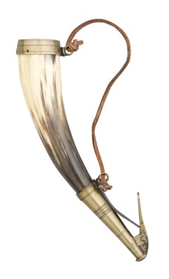 Lot 648 - A SMALL PRIMING FLASK FOR THE 2ND BATTALION OF ROYAL REGIMENT OF ARTILLERY