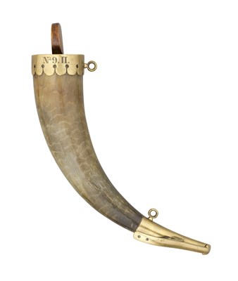 Lot 651 - A RUSSIAN POWDER HORN