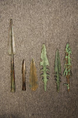 Lot 662 - TWO BRONZE SPEARHEADS